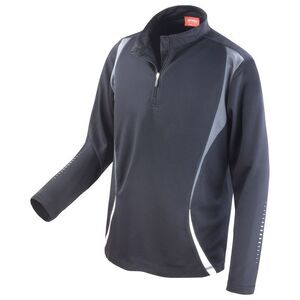 Spiro Unisex Adult Trial Zip Neck Training Top / Black/Gray/White